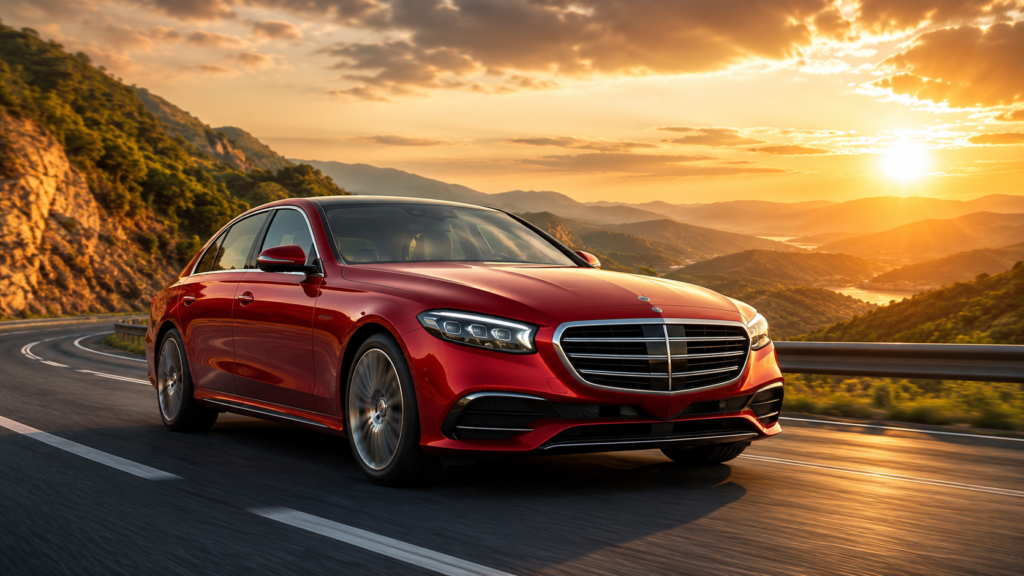 Mercedes-Benz E-Class luxury sedan front three-quarter road test view